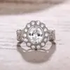 Promoção Quente Anel Redondo Banhado a Cobre Totalmente Cravejado com Diamante Zircônia Anel de Dedo Feminino Luxo Europeu e Americano f1770