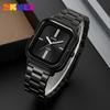 Reloj de Cuarzo con Correa de Acero Cuadrada Belleza Atemporal Simple Dos Manecillas Resistente al Agua Reloj de Cuarzo Informal de Negocios Moderno para Hombre