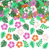 Confete Havaiano Folhas Verdes Flores Confete Colorido Chá de Bebê Espalha-Mesa Glitter Tropical Confete de Aniversário