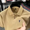 Nueva camiseta de algodón para hombre de verano, casual de negocios, color liso, versátil, elegante, polo con cuello, holgada y transpirable