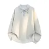 Camisa Polo Bordada Falsa de Dos Piezas para Hombre Otoño High Street Versátil Holgada Top de Pareja Tendencia Diseño de Marca Sudadera Casual