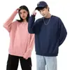 Moletom Pulôver Redondo Oversize Estilo High Street Americano para Homens e Mulheres 2026 Primavera/Outono Novo Estilo Cor Sólida Versátil