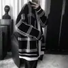 Cardigã xadrez de inverno estilo rua para adolescentes, soltinho e moderno, estilo coreano e japonês, jaqueta de tricô popular online
