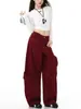 Jeans de Pierna Ancha Color Borgoña para Mujer, Nuevo Estilo Primavera/Verano 2026, Pantalones de Sable Desestructurados, Pantalones Casuales Sueltos de Pierna Recta Estilo Americano