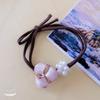 Corda de cabelo vermelha de internet para mulheres, simples, com temperamento, coreana, Dongdaemun, anel de cabelo, cabeça de bola, corda de cabelo de vento pequeno e perfumado, elástico, adorno de cabeça