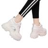 Jinbukang Sports Shoes Feminino Primavera e Outono Novo Couro Macio Interior Elevação Fogo Sapatos Pai de Sola Grossa Celebridade da Internet Sapatos Casuais Brancos