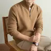 Suéter de Punto para Hombre 2026 Otoño/Invierno Cuello Alto Cremallera Jersey Suéter de Lana Estilo Old Money Casual de Negocios Suéter Grueso