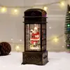 Cabine Telefônica de Natal com Neve Musical Cheia de Água Ornamento Lâmpada de Vento Luz Noturna Caixa de Música Musical para Idosos Iluminação Lâmpada de Atmosfera Natalina