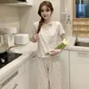 Pijama Floral para Mulheres, Novo Estilo de Verão, Cardigã de Algodão, Calças de Manga Curta, Doce e Casual, Estilo Fino, Pode Ser Usado Fora de Casa como Roupa de Casa