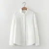3477 Camisa de Manga Larga para Mujer de Algodón Puro Bordada con Cuello Volante Fresco y Artístico, Camisa Básica Versátil para Estudiantes, Otoño 2026