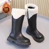 Botas de Moda com Forro de Fleece para Meninas 2025 Estilosas Botas de Couro de Princesa para Crianças Maiores, Quentes Botas Altas Acima do Joelho