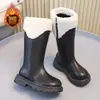 Botas Longas de Lã da Moda para Meninas 2025 Botas de Couro Estilosas de Princesa para Meninas, Botas Quentes até o Joelho para Crianças Maiores