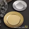 Ventas Directas de Fábrica Estilo Japonés Comida Occidental Acero Inoxidable Dorado Plato Poco Profundo Estilo Coreano Bandeja Plana Plato Poco Profundo Plato de Barbacoa Comercial