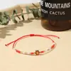 Pulsera tejida a mano con florcitas de cuentas bohemias transfronteriza europea y americana, extensible, pulsera de mano ajustable