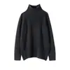 Suéter Casual Holgado de Cachemir para Mujer Otoño e Invierno, Cuello Alto Medio, Engrosado, Tejido de Punto de Cachemir Estilo Perezoso