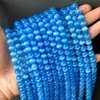 Suministro Directo de Fábrica de Accesorios para Joyería Hechos a Mano, Piedra Ojo de Gato Azul Oscuro de Alta Calidad, Cuentas Redondas de 8 mm, Pulsera Semi-Terminada al por Mayor