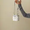 Bolsa mini jeans casual retrô estilo coreano para mulheres, transversal pequena versátil moda bolsa caixa acolchoada com corrente estilo Chanel