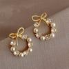 Aretes de Lazo Pequeños Coreanos de Aguja de Plata S925 Nuevo Estilo Trendy de Celebridad de Internet Aretes de Botón Versátiles y Modernos para Mujer