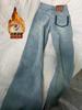 Jeans Cálidos de Cintura Alta con Forro Polar Azul Claro para Mujer Invierno 2024 Cintura Alta Adelgazantes Contraste Pantalones de Pierna Recta