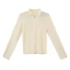 Cardigan de Punto con Cuello Polo Mezcla de Lana COMOS CMS Otoño Ajuste Delgado Camisa Base para Mujer 260081