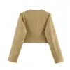 Chaqueta Corta de Moda Europea y Americana Transfronteriza para Mujer, Nueva Tendencia, Color Metálico, Estructura de Líneas, Cuello Redondo, Manga Larga, Versátil, Ajustada