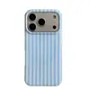 Capa simples estilo coreano listrada na cor creme para iPhone 17 Pro Max adequada para 16 Pro magnético 15 Pro 18