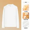 310g Algodão Puro Pesado + Núcleo Térmico Gola Alta Camada Base Masculina Outono e Inverno Escovada de Alta Qualidade Camiseta de Manga Longa