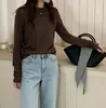 Camiseta Básica de Lana para Mujer 2026 Primavera y Otoño Nueva Blanca Cuello Redondo Ajustada Versátil Simple Cómoda Manga Larga