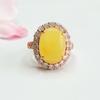 Anillo de Ámbar Natural Guan Yu Anillo de Dedo Cera de Miel Joyería Estilo Corte Fábrica Mayorista Dropshipping S3120410