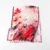 Pañuelo de Seda Estampado Floral de Mariposa Flor Cortada Primavera y Verano Pañuelo Largo Grande Chal de Viaje de Alta Gama Protección Solar Pañuelo para Mujer Pañuelo para la Cabeza