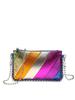 Bolso de Mujer Nuevo Estilo Transfronterizo Costuras en Bloque de Color Contraste de Color Moderno Bolso Cuadrado Pequeño Estilo Punk de Moda Cadena de Cuentas Bolso Bandolera de un Solo Hombro