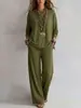 Conjunto feminino de duas peças casual outono e inverno 2026 europeu e americano, top liso de manga longa e calça pantalona