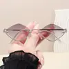 Gafas de sol metálicas de alta gama sin montura con forma de diamante para hombre y mujer, gafas de protección solar para exteriores europeas y americanas, gafas irregulares de moda