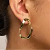 Aretes Colgantes Cruzados para Mujer Chapados en Latón Oro Real Transfronterizos Anillo Infinito Retorcido Ligero