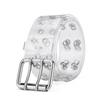 Estilo Europeo y Americano para Mujer Cinturón Decorativo Transparente de Colores con Doble Ojillo Casual Simple Versátil Moda Cuero Hueco
