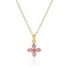 Collar de acero inoxidable con circonitas y lazo de pétalos de mariposa para mujer, cadena de clavícula de moda, elegante y de verano, sin decoloración.