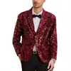 Amazon Transfronterizo Año Nuevo Brillante Lentejuelas Rojo Brillante Fiesta de Noche Reunión Anual Atuendo Traje de Presentación para Hombre Chaqueta de Cantante