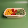 Caja de Almuerzo Desechable Biodegradable de Pulpa Ligera para Ensalada para Llevar Caja de Paja Pulpa de Caña de Azúcar Rectangular Americana para Almuerzo