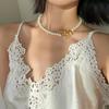 Collar de perlas con el mismo estilo del logotipo grande de Coc, cadena de lana ligera de lujo de alta gama, elegante y a la moda para clavícula.