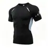 Verano Secado Rápido Transpirable Elástico Nuevo Top de Compresión para Hombre Camiseta Ajustada de Manga Corta Ropa de Entrenamiento Fitness Camiseta de Manga Corta para Hombre