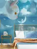 Fondo de pared de TV de gato de dibujos animados papel tapiz habitación infantil dormitorio mesita de noche sofá pared de fondo tela mural 3D tienda de mascotas