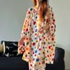 2026 Nuevo Conjunto de Pijama Pullover de Algodón y Seda de Alta Calidad para Mujer Estilo Perezoso Manga Larga Ropa para Aire Acondicionado