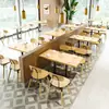 Mesa y Silla para Comedor Escolar Restaurante Combinación Barra de Hot Pot Barbacoa Tienda de Fideos Picantes Snacks Comida Rápida Tienda de Té con Leche Mesa de Madera Maciza