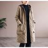 Casaco Quiltado Espesso Moda Outono/Inverno 2025 Feminino Tamanho Plus Artístico Solto de Comprimento Médio com Capuz e Jaqueta de Algodão Patchwork