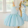 Vestido Infantil Novo Estilo Transfronteiriço Gola Halter Saia Tutu Meninas Laço Costas Abertas Vestido Princesa Roupa para Apresentação em Festival