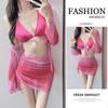 2025 Nuevo Traje de Baño Bikini para Mujer Blanqueador Manga Larga Protección Solar Cover-Up Vacaciones Pecho Pequeño Push-Up Dividido Aguas Termales Transfronterizo