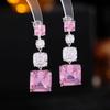 Pendientes de Diseñador Elegantes Elegantes Lujo Ligero Alto Sentido Cuadrado Súper Brillante Circonita Aguja de Plata s925 Pendientes Largos