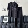 Conjunto de Pijama Feminino de Seda de Gelo de Alta Qualidade, Novo Estilo Primavera/Verão 2026, Seda Genuína Manga Curta Calça Longa Minimalista Roupa de Casa Fina