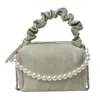 Bolso Cuadrado Pequeño Plegado Estilo Coreano de Mano para Mujer 2024 Nuevo Moda Bolso de Hombro con Perlas Elegante Versátil Bolso Cruzado de Cadena