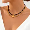 Collares de Cadena en Capas Estilo Europeo y Americano para Mujer, Estilo Dulce y Fresco, Gargantilla de Corazón Metálico Geométrico, Diseño Exagerado